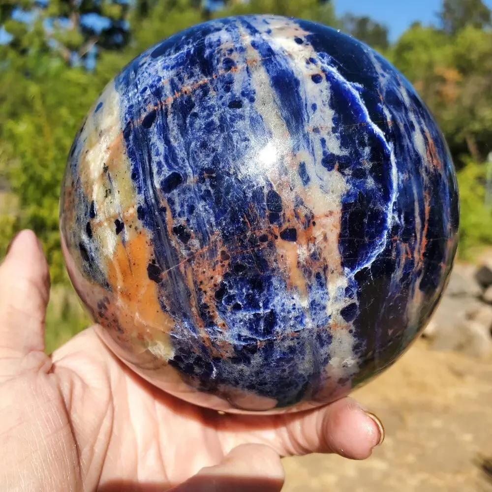 XL Dark Blue Sodalite Crystal Sphere 107mm 1840 grams